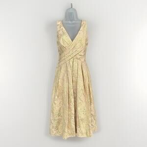 Pamella Roland Metallic Jacquard Sleeveless Cocktail Dress Size 10 Wedding Guest